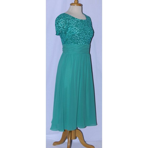 Fanny #1224 Short Chiffon & Lace Formal Dress-Size M, 2X-JADE-NEW - Picture 4 of 7